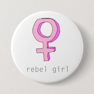 Macaron Rond 7,6 Cm Bouton rebelle de fille
