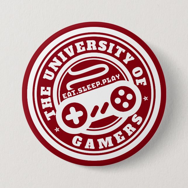 Macaron Rond 7,6 Cm Bouton Red University of Gamers Seal Gaming (Devant)