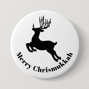 Macaron Rond 7,6 Cm Bouton Reindeer Silhouette Chrismukkah