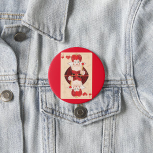 Macaron Rond 7,6 Cm Bouton Reine des Coeurs