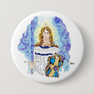 Macaron Rond 7,6 Cm Bouton religieux : Archangel Micheal