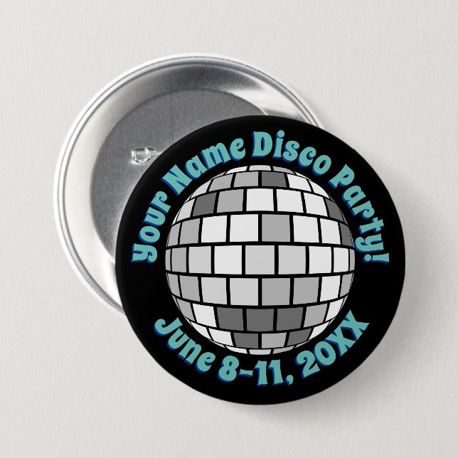 Macaron Rond 7,6 Cm Bouton Retro Disco Ball PERSONNALISÉ (Devant & derrière)