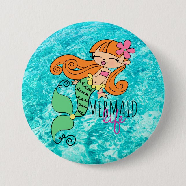 Macaron Rond 7,6 Cm Bouton rond 3 pouces Mermaid Life RH (Devant)