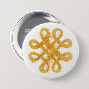 Macaron Rond 7,6 Cm Bouton rond à épingler NŒUD CELTIQUE OR