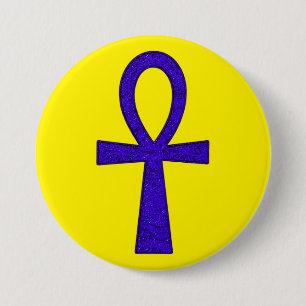 Macaron Rond 7,6 Cm Bouton rond Ankh bleu