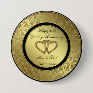 Macaron Rond 7,6 Cm Bouton rond classique d'anniversaire de mariage