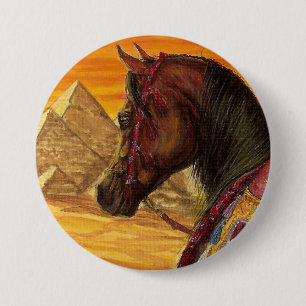 Macaron Rond 7,6 Cm Bouton rond de cheval Arabe de rouge et d'or