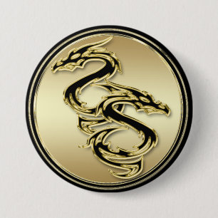 Macaron Rond 7,6 Cm Bouton rond de double dragon