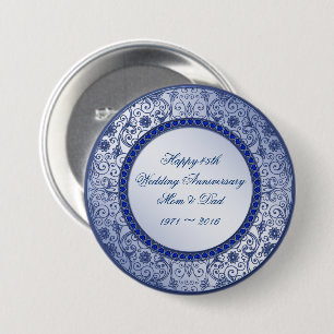 Macaron Rond 7,6 Cm Bouton rond du 45e anniversaire du Mariage