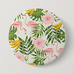 Macaron Rond 7,6 Cm Bouton rond Flamant rose d'été tropical