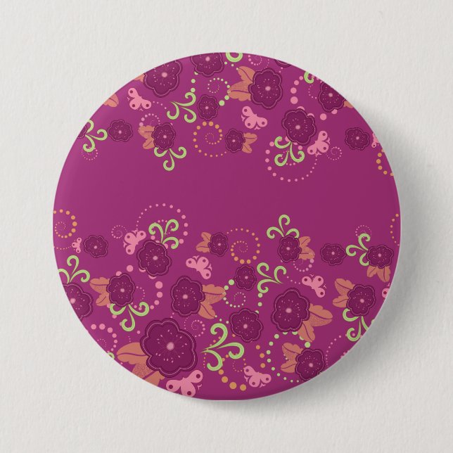 Macaron Rond 7,6 Cm Bouton rond fleuri violet (Devant)