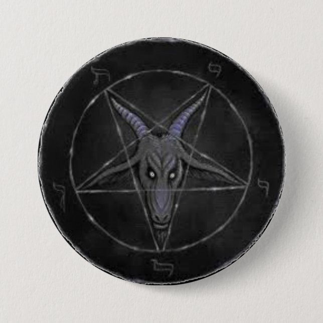 Macaron Rond 7,6 Cm Bouton rond gris de Baphomet (Devant)