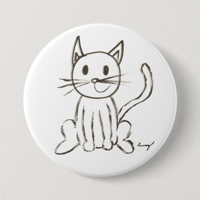 Macaron Rond 7,6 Cm Bouton rond Kitty peint (Devant)