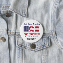 Bouton rond patriotique USA Dieu bénisse l'Amériqu