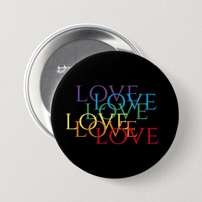 Macaron Rond 7,6 Cm Bouton rond RAINBOW LOVE II (Devant & derrière)