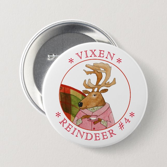 Macaron Rond 7,6 Cm Bouton rond VIXEN REINDEER (Devant & derrière)