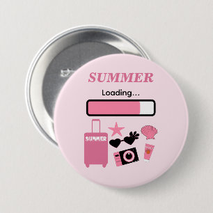 Macaron Rond 7,6 Cm Bouton rose de chargement d'été