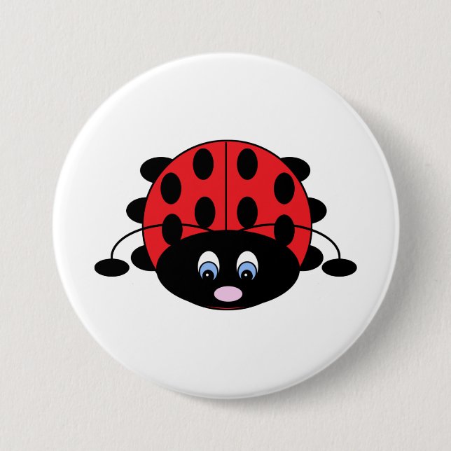 Macaron Rond 7,6 Cm Bouton rouge mignon de coccinelle (Devant)