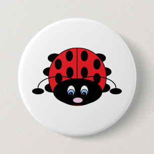 Macaron Rond 7,6 Cm Bouton rouge mignon de coccinelle