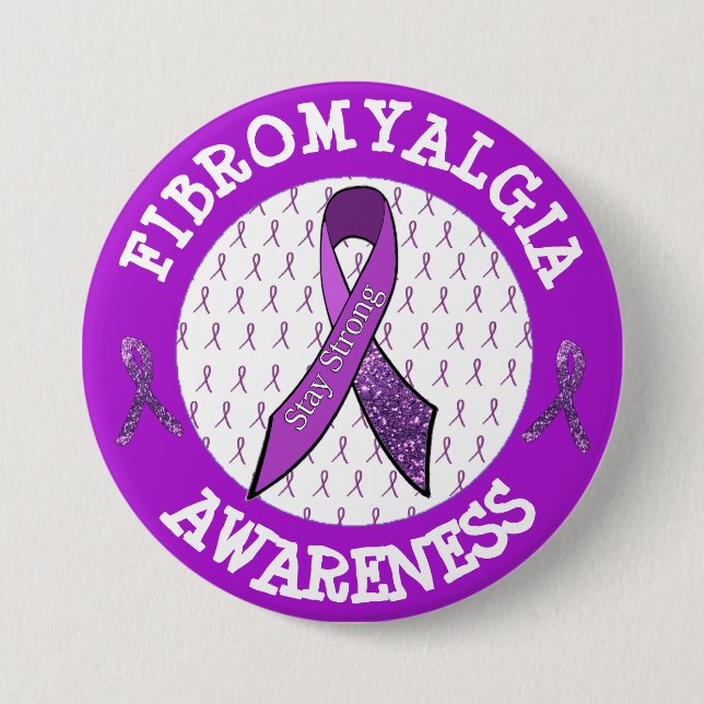 Macaron Rond 7,6 Cm Bouton Ruban de sensibilisation à la fibromyalgie  (Devant)