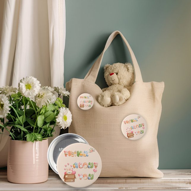 Macaron Rond 7,6 Cm Bouton Saint-Valentin mignon | Pensez à vous (Créateur téléchargé)