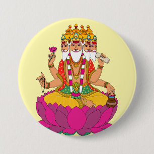 Macaron Rond 7,6 Cm Bouton Seigneur Brahma