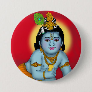 Macaron Rond 7,6 Cm Bouton Seigneur Krishna