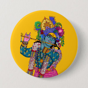 Macaron Rond 7,6 Cm Bouton Seigneur Krishna