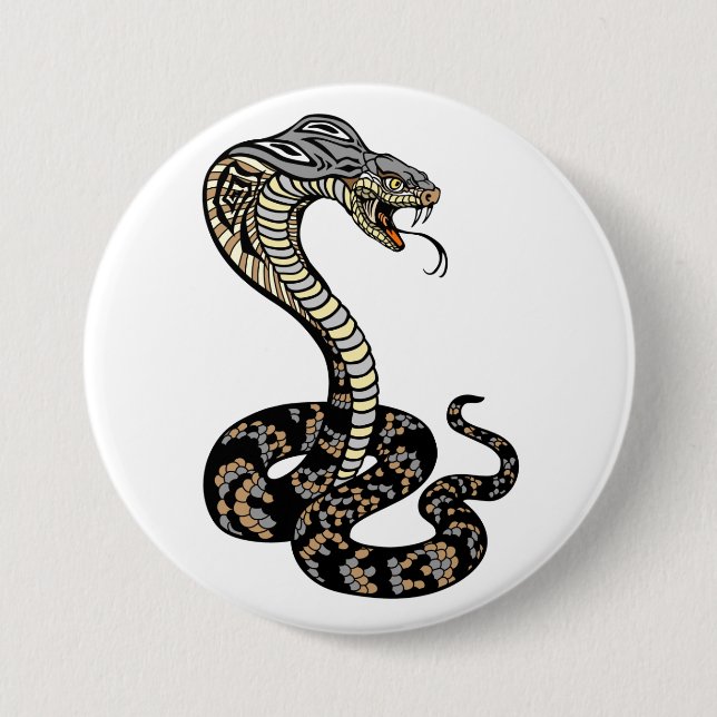 Macaron Rond 7,6 Cm bouton serpent cobra (Devant)