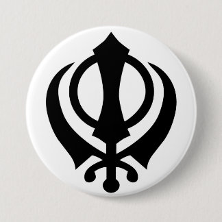 Macaron Rond 7,6 Cm Bouton sikh de Khanda
