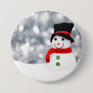 Macaron Rond 7,6 Cm Bouton Snowman