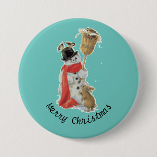 Macaron Rond 7,6 Cm Bouton Snowman Et Amis