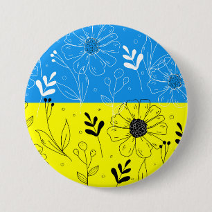 Macaron Rond 7,6 Cm Bouton Stand with Ukraine Support