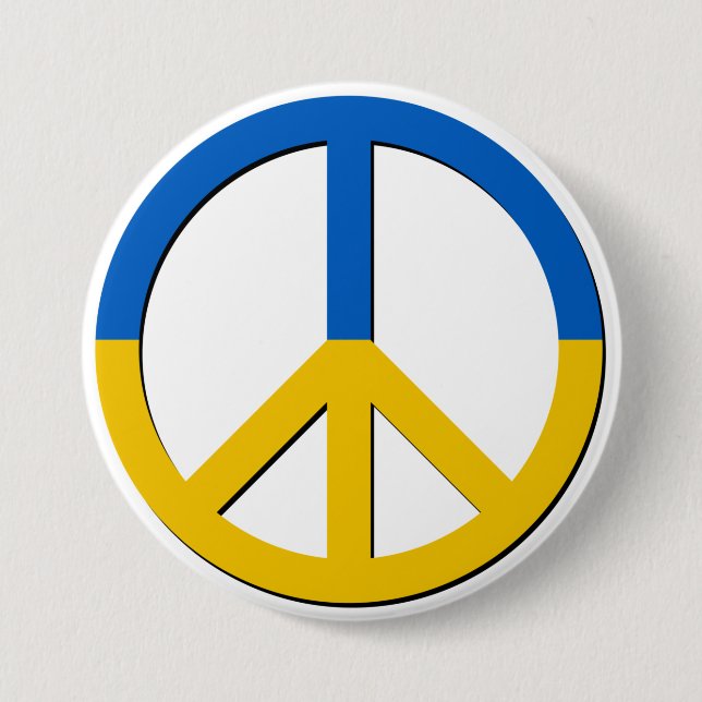 Macaron Rond 7,6 Cm Bouton Stand with Ukraine Support (Devant)