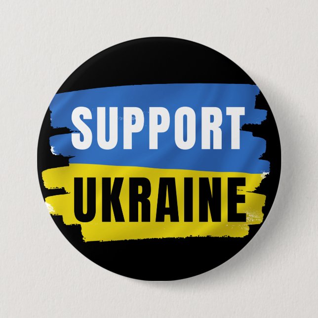 MACARON ROND 7,6 CM BOUTON SUPPORT UKRAINE (Devant)