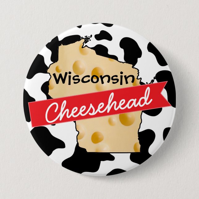 Macaron Rond 7,6 Cm Bouton Tête de fromage Wisconsin (Devant)