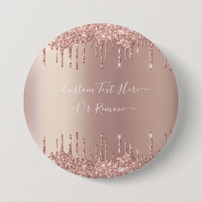Macaron Rond 7,6 Cm Bouton texte personnalisé rose Gold Blush Parties  (Devant)