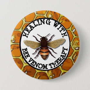 Macaron Rond 7,6 Cm Bouton Thérapie de guérison avec venin d'abeille