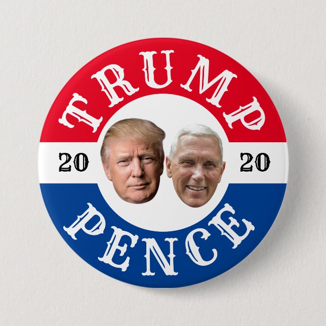 Macaron Rond 7,6 Cm Bouton Trump Pence 2020 (Devant)