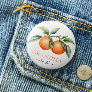 Macaron Rond 7,6 Cm Bouton Twins Orange Baby shower Grand-mère à être