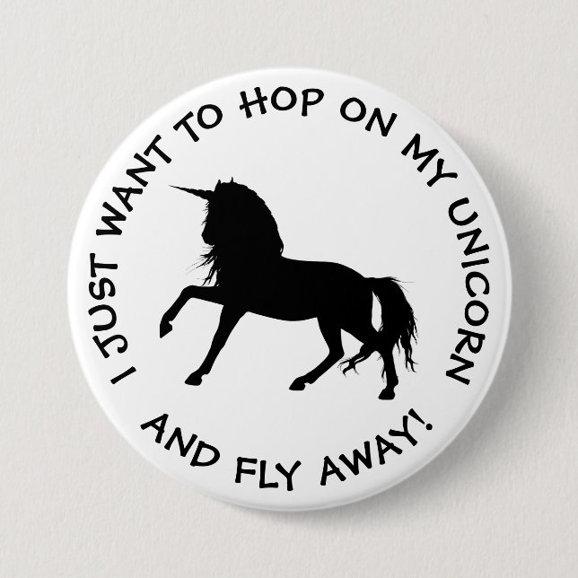 Macaron Rond 7,6 Cm Bouton Unicorn drôle (Devant)
