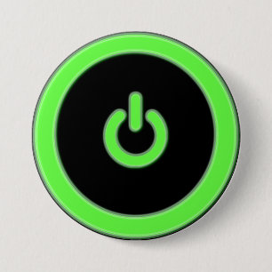 Macaron Rond 7,6 Cm Bouton vert de bouton de puissance d'ordinateur