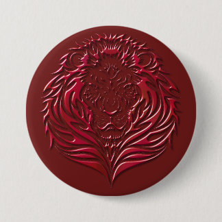 Macaron Rond 7,6 Cm Bouton Visage de Lion Crimson
