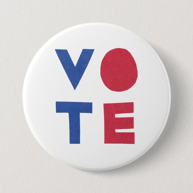 Macaron Rond 7,6 Cm Bouton VOTE de conception de lettres bloc (Devant)