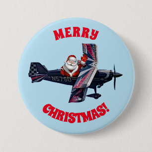 Macaron Rond 7,6 Cm Bouton Waving Père Noël