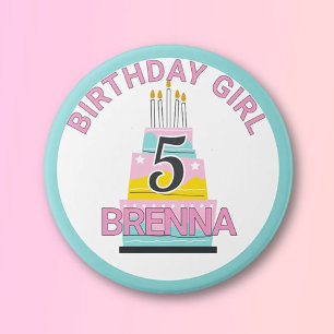 Macaron Rond 7,6 Cm Bouton Whimsical Birthday girl's party