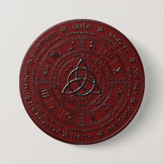 Macaron Rond 7,6 Cm Bouton Zodiac celtique de Ruby à ébène