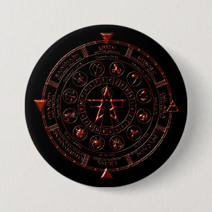 Macaron Rond 7,6 Cm Bouton Zodiac celtique de Ruby à ébène