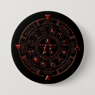 Macaron Rond 7,6 Cm Bouton Zodiac celtique de Ruby à ébène