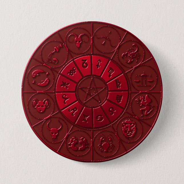 Macaron Rond 7,6 Cm Bouton Zodiacal (Devant)